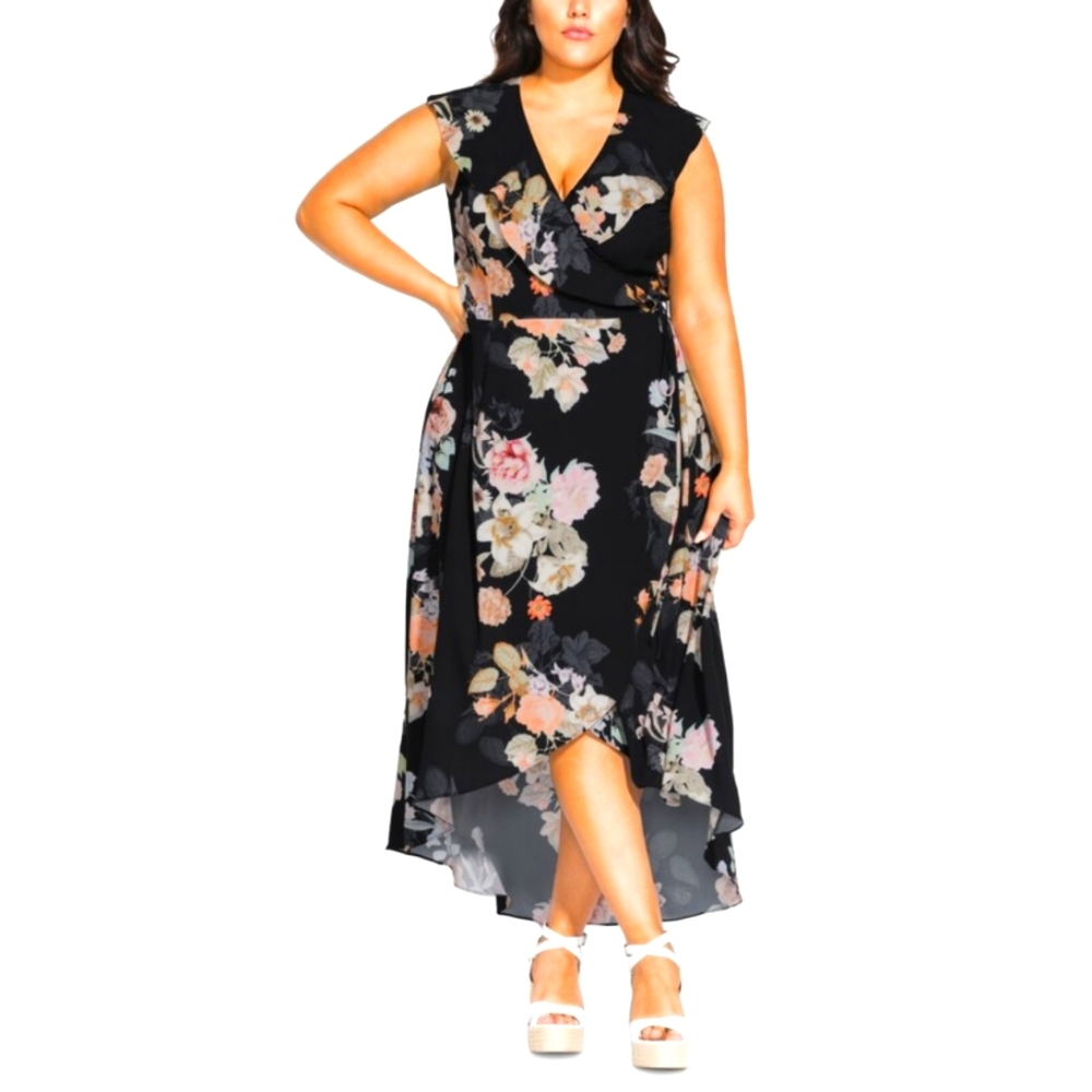City Chic Floral Wrap Dress Size 24W